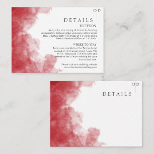 Modern Soft Red Watercolor Wedding Details Enclosure Card