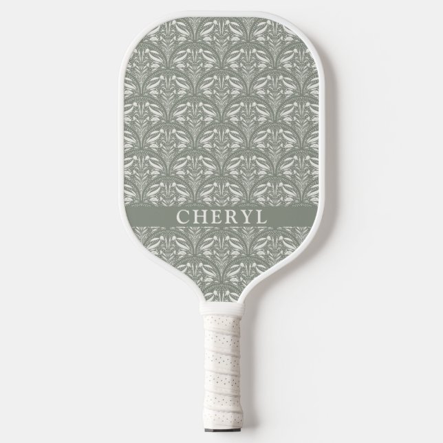 Modern Soft Sage Green Boho Personalised Pickleball Paddle (Front)