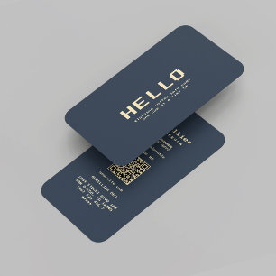 Modern Software Developer Coder Dark Blue Gold Business Card