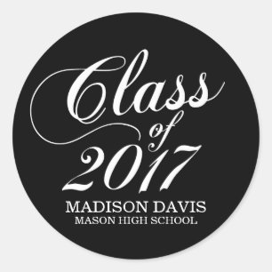 Modern Solid Black Graduation Stickers