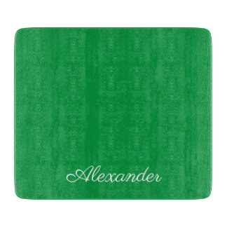 Modern Solid Bright Green template, White Script Cutting Board