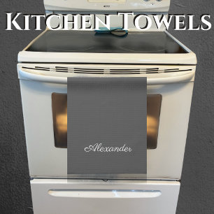 Modern Solid Charcoal Grey Tea Towel