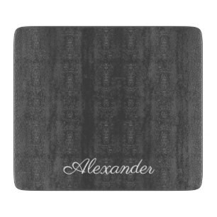 Modern Solid Charcoal Grey Template White Script Cutting Board