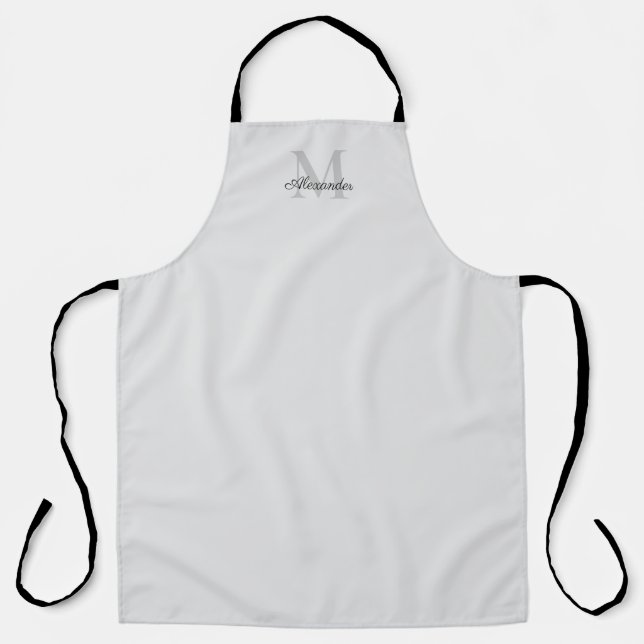 Modern Solid colour grey template  Black Script Apron (Front)