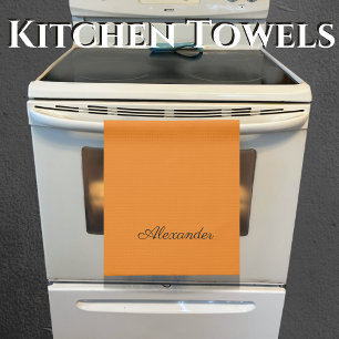 Modern Solid colour orange Tea Towel