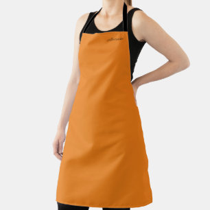Modern Solid colour orange template black script Apron