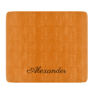 Modern Solid colour orange template black script Cutting Board