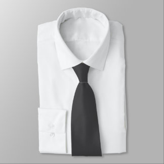 Modern Solid Minimal Dark Grey White Monogram Tie