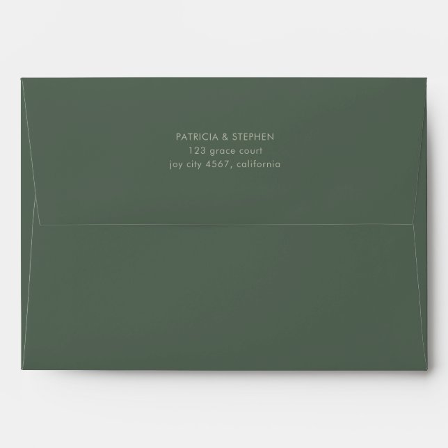 Modern Solid Moss Dark Green Wedding Envelope (Back (Top Flap))
