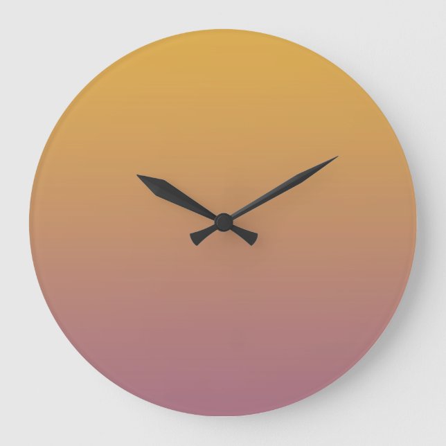 Modern Solid Ombre Orange Purple Sunset Sky Large Clock (Front)