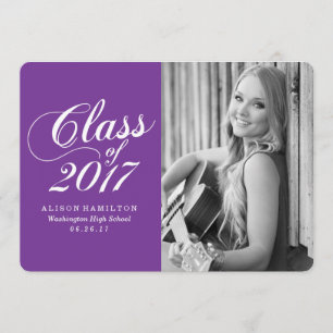 Modern Solid Purple   Graduation Announcement