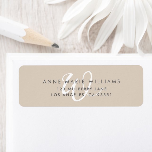 Modern Solid Tan White Script Monogram (Insitu)
