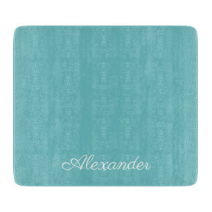 Modern Solid Teal Blue template White Script Cutting Board