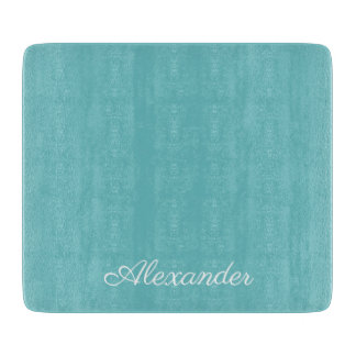 Modern Solid Teal Blue template White Script   Cutting Board