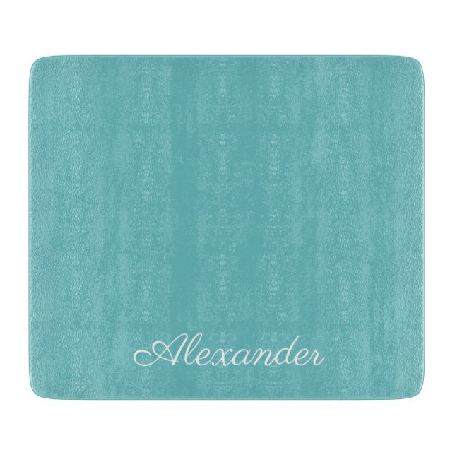 Modern Solid Teal Blue template White Script   Cutting Board (Front)