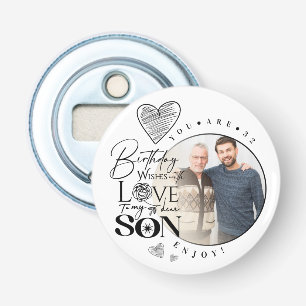 Modern Son , grandson Birthday Typography Photo Bottle Opener