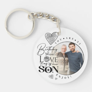 Modern Son , grandson Birthday Typography Photo Key Ring
