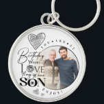 Modern Son , grandson Birthday Typography Photo Key Ring<br><div class="desc">This birthday greeting design is created specifically for a son and can also be meaningfully used for someone who is like a son, nephew or son-in-law, . It suits gifting from grandparents, parents, uncles, aunties, in-laws or anyone wishing to express love and pride toward a son figure. The design features...</div>