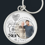 Modern Son , grandson Birthday Typography Photo Key Ring<br><div class="desc">This birthday greeting design is created specifically for a son and can also be meaningfully used for someone who is like a son, nephew or son-in-law, . It suits gifting from grandparents, parents, uncles, aunties, in-laws or anyone wishing to express love and pride toward a son figure. The design features...</div>