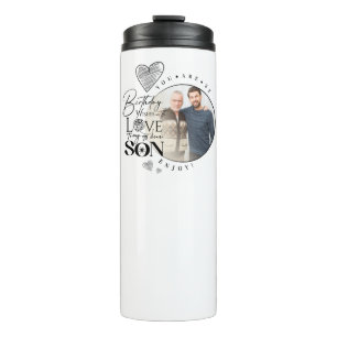 Modern Son , grandson Birthday Typography Photo Thermal Tumbler