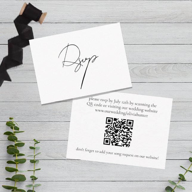Modern Song Request QR Code RSVP Enclosure Card (Creator Uploaded)