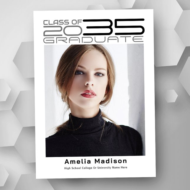 Modern Sophisticated Futuristic Photo Graduation Announcement (Available in high quality print or instant download for quick messaging, email or self printing.)