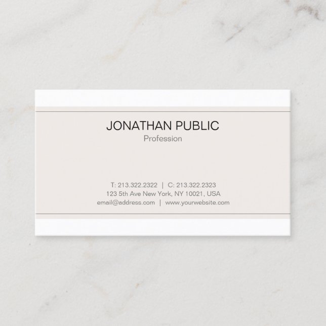 Modern Sophisticated Minimalistic Trendy Plain Business Card (Front)