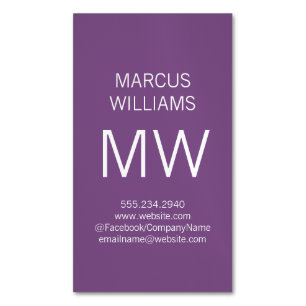Modern Sophisticated / Purple Magnetic Business Card