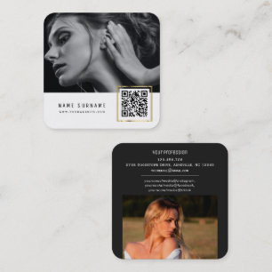 modern sophisticated QR code networking photos Square Business Card