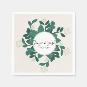 Modern Sophisticated Rose Bush Greenery Napkin