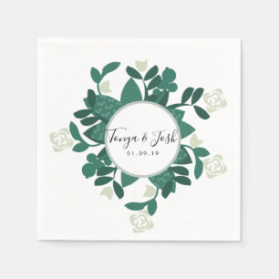 Modern Sophisticated Rose Bush Greenery Napkin