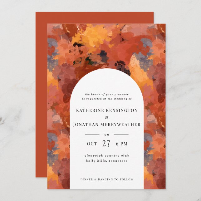 Modern Sophisticated Terracotta Boho Wedding Invit Invitation (Front/Back)