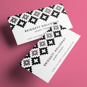 Modern Southwest Blanket Black Faux Silver Glitter Business Card