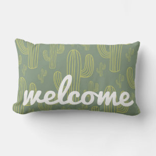 Modern Southwest Desert Cactus Pattern Lumbar Cushion