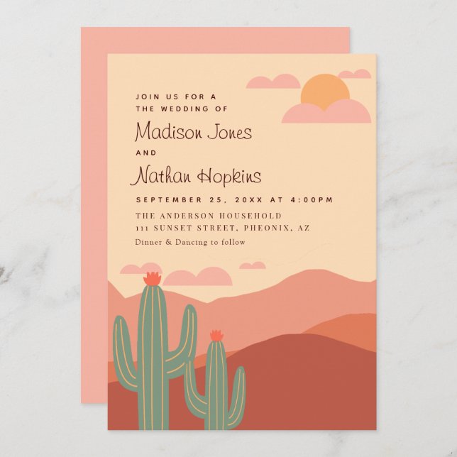 Modern Southwest Desert Wedding Invitation (Front/Back)