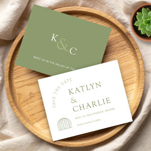 Modern Southwestern Cactus Save The Date Card