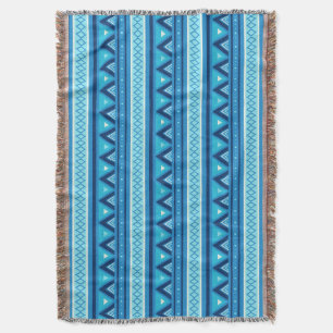 Modern Southwestern Geometric, Blue & Turquoise Throw Blanket
