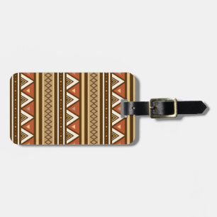 Modern Southwestern Geometric, Brown, Tan & Rust L Luggage Tag