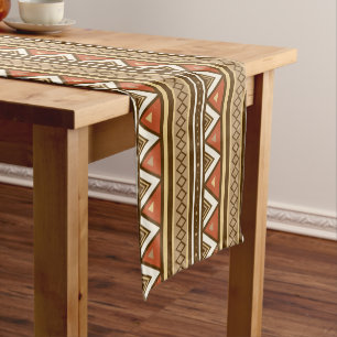 Modern Southwestern Geometric, Brown, Tan & Rust Short Table Runner
