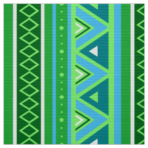 Modern Southwestern Geometric, Green and Aqua Fabric