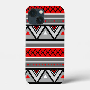 Modern Southwestern Geometric, Red & Grey / Grey iPhone 13 Mini Case