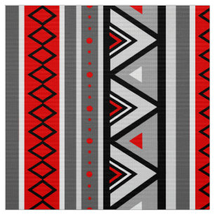 Modern Southwestern Geometric, Red & Grey / Grey Fabric