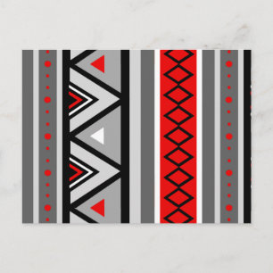 Modern Southwestern Geometric, Red & Grey / Grey Postcard