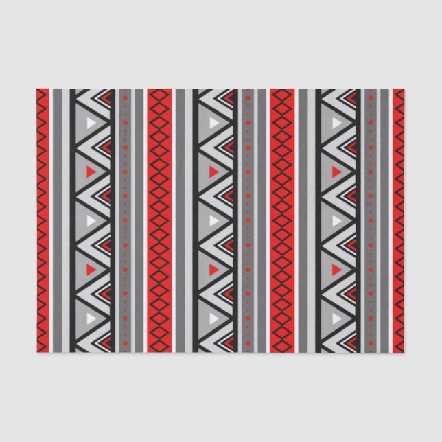 Modern Southwestern Geometric, Red & Grey / Grey Tissue Paper (Front)