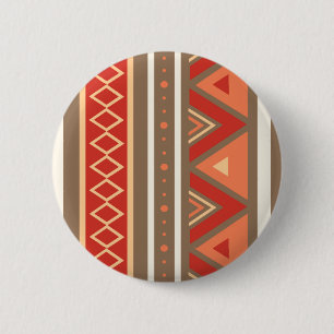 Modern Southwestern Geometric, Taupe & Orange 6 Cm Round Badge