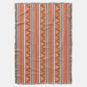 Modern Southwestern Geometric, Taupe & Orange  Throw Blanket