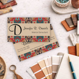 Modern Southwestern Geometric Tribal Art Pattern Business Card