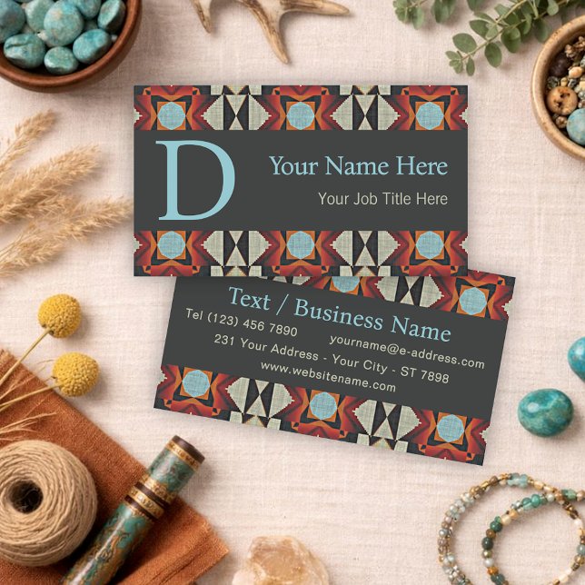 Modern Southwestern Geometric Tribal Art Pattern Business Card (Creator Uploaded)