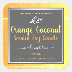 Modern Soy Candles Packaging Labels Orange Grey
