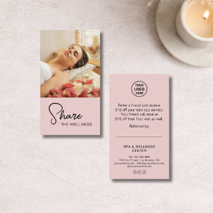 Modern Spa Wellness Massage Pink Referral Card